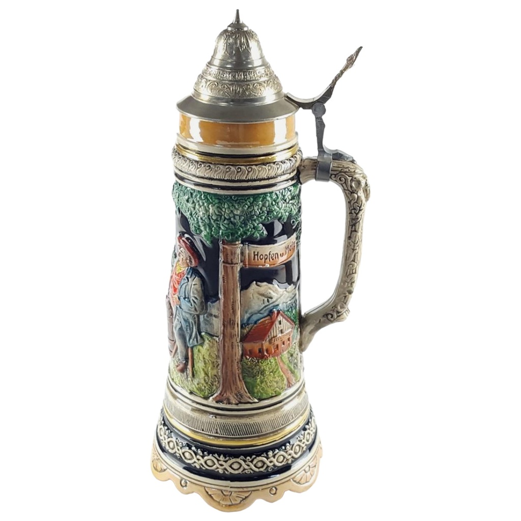 [458138262] Marzi & Remy MR Bierkrug Motivkrug mit Deckel Spieluhr Schiwago H 36 cm