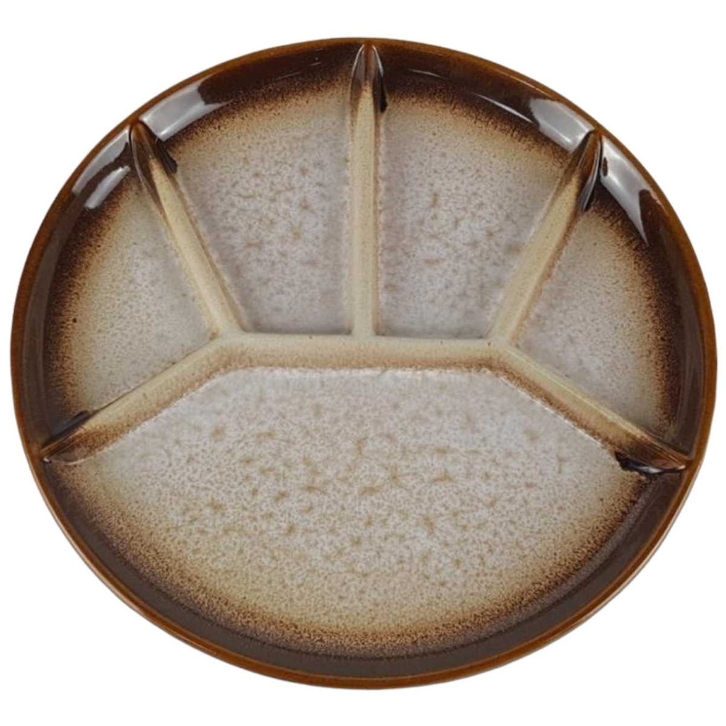 [458138266] Teller Fondueteller 22,2 cm Gerz Dekor graubraun Gerzit braun gebraucht - gut