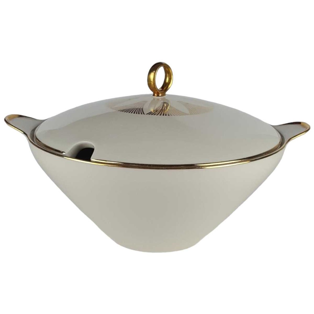 [458138276] Suppenterrine Suppenschüssel Golddekor 3,5 L Bareuther Elfenbein Beige gebraucht - gut
