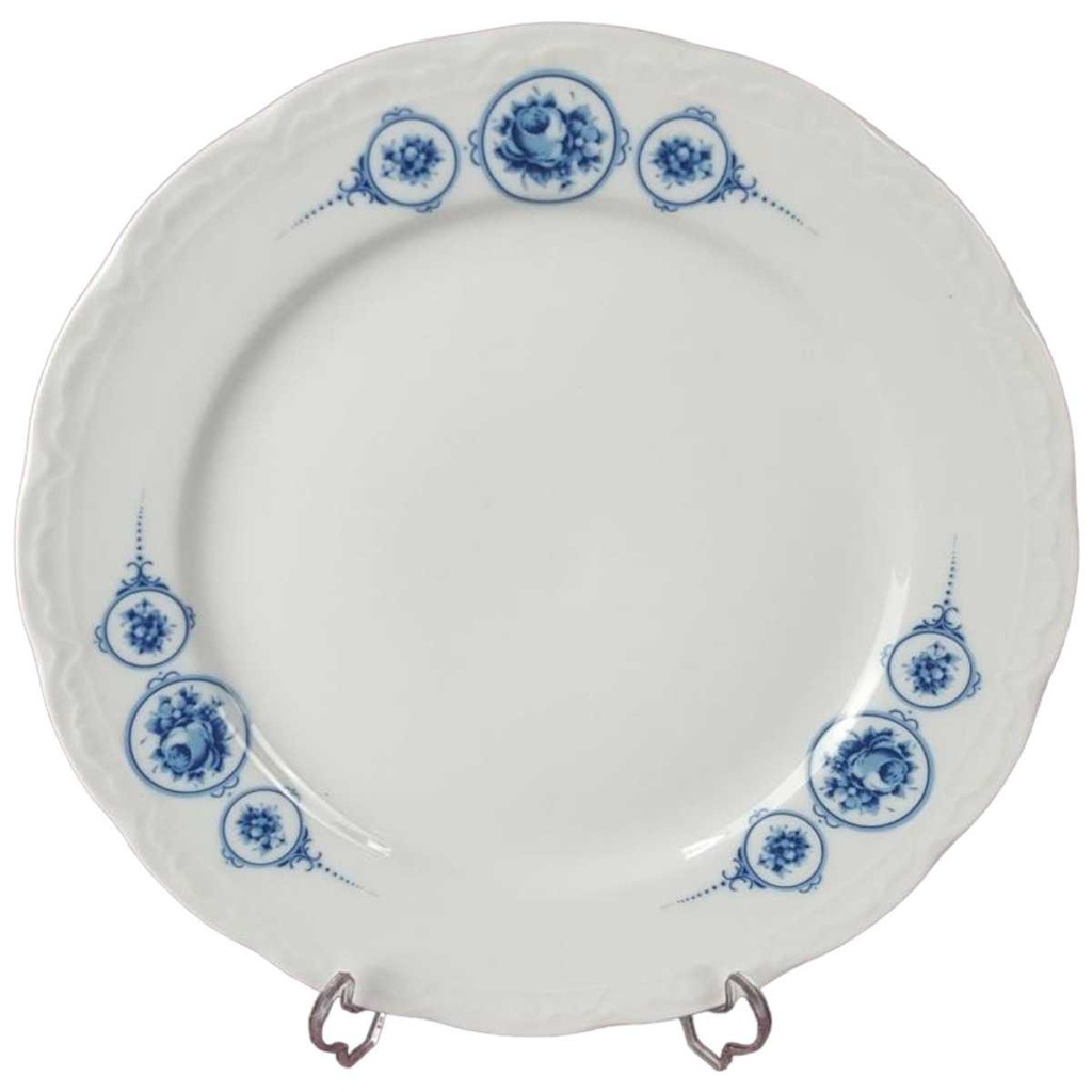 Speiseteller Essteller 24,6 cm Mitterteich blau Rosen Bavaria gebraucht - gut