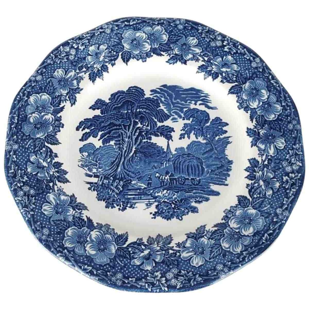 Speiseteller Essteller 25 cm Enoch Wedgwood Woodland Blau gebraucht - gut