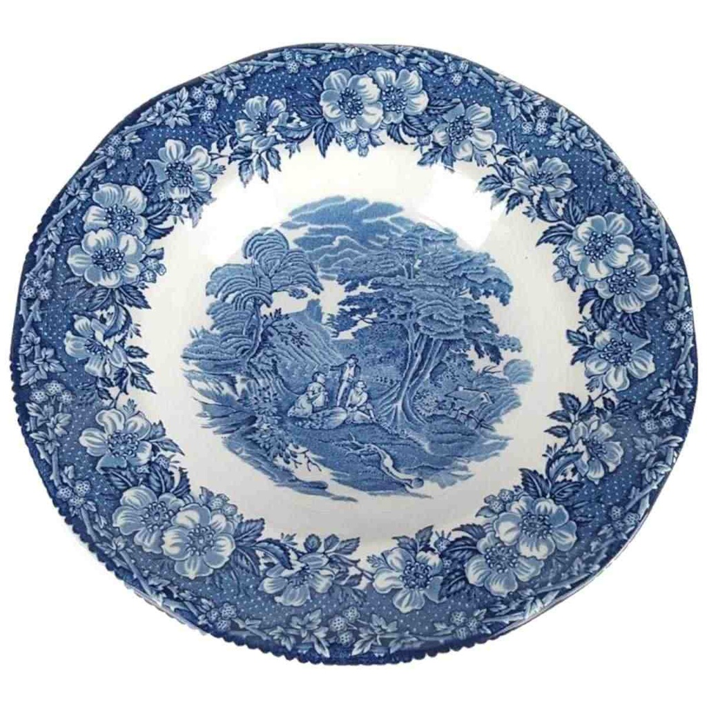 Suppenteller 22,4 cm Enoch Wedgwood Woodland Blau gebraucht - gut