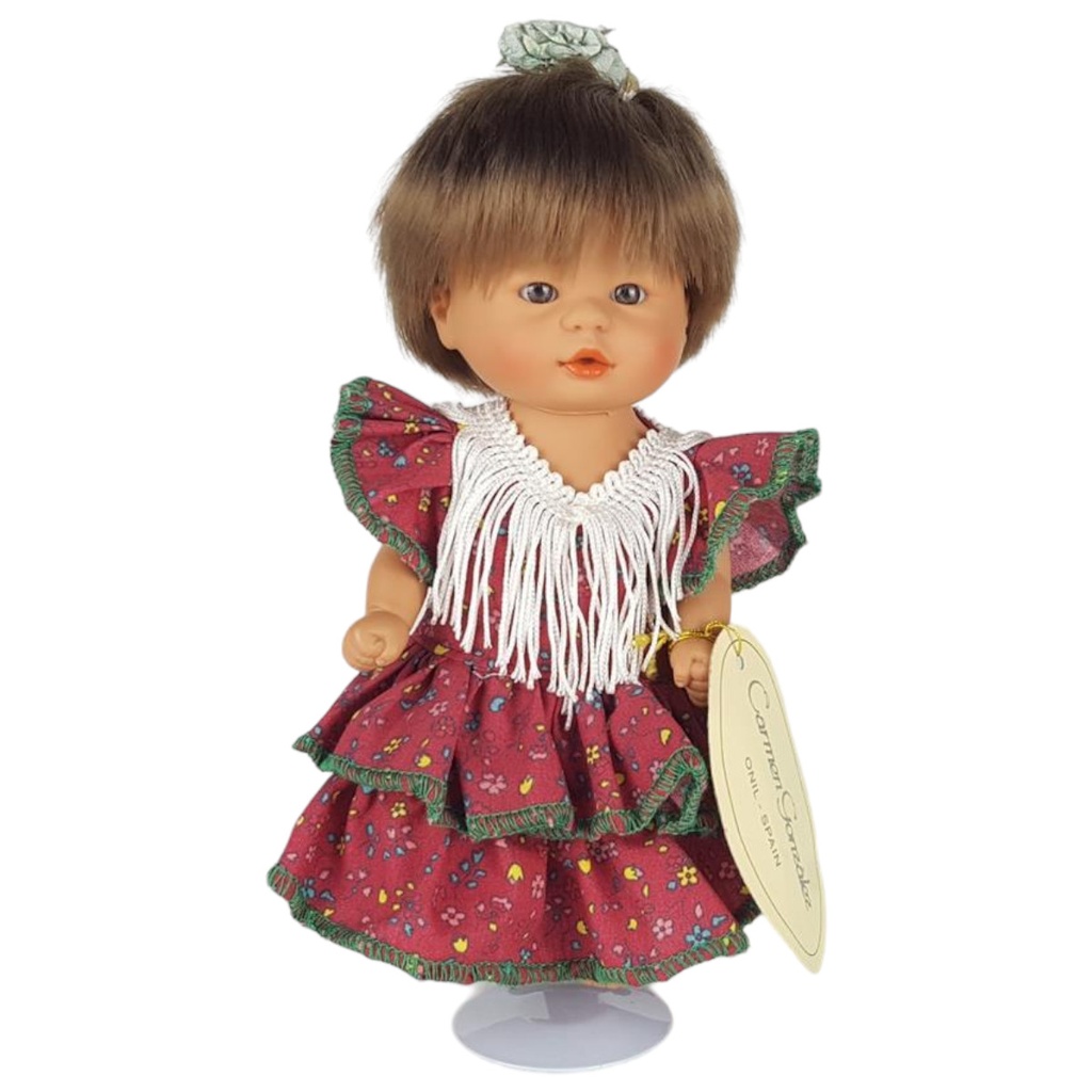 [458138578] Carmen González Baby D'Nenes Kunststoff Puppe H 19,5 cm Spain mit Ständer