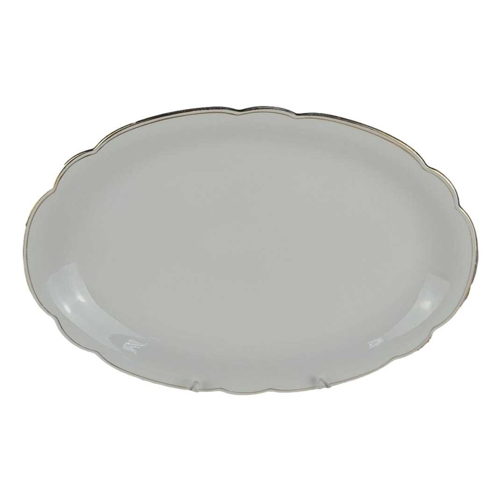 [458138597] Fleischplatte Goldrand 31,5x21,7 cm Seltmann Weiden Inka weiß gebraucht - gut