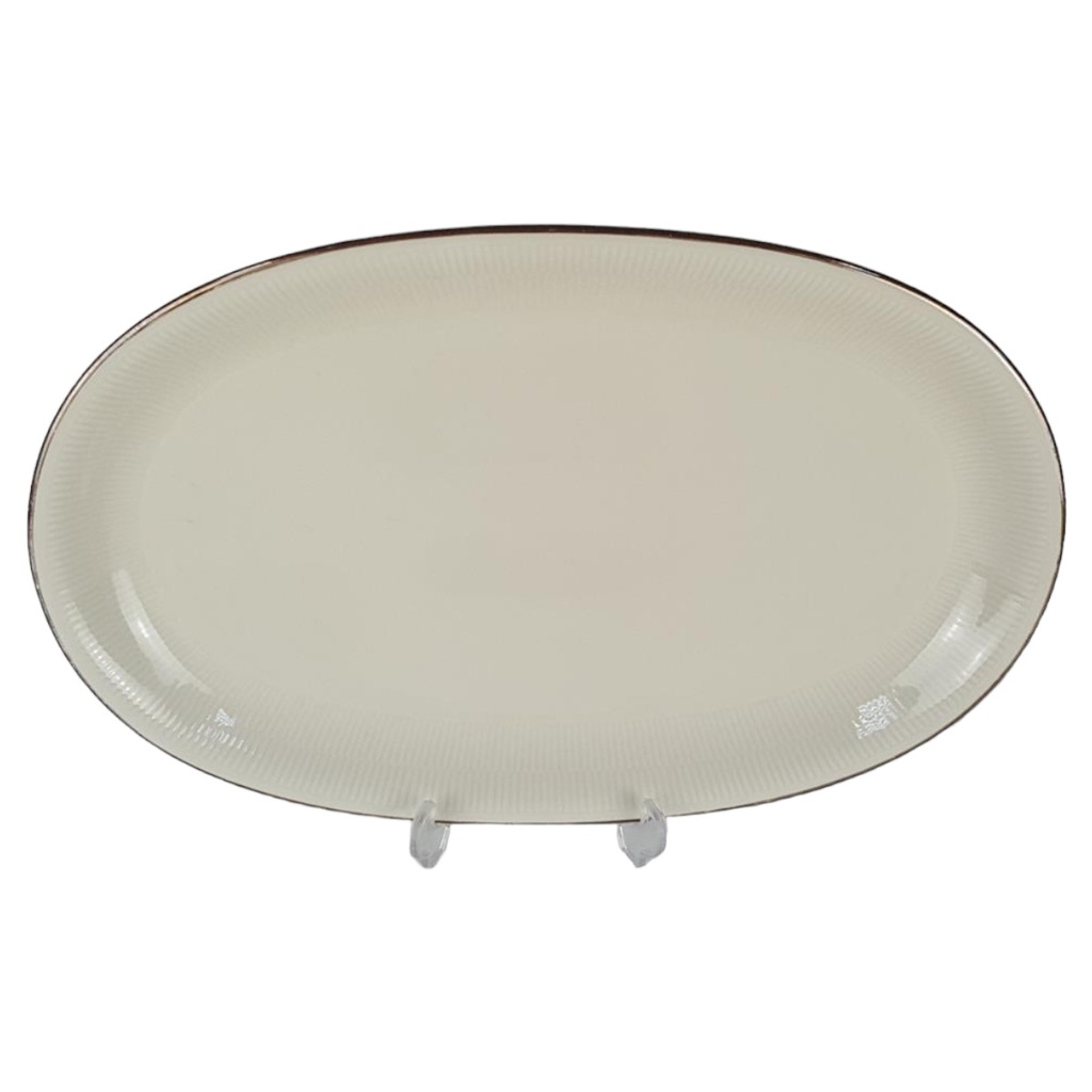 [458138611] Schumann Bavaria Goldrand Reliefdekor Beilagenplatte Fleischplatte 33x21,3 cm