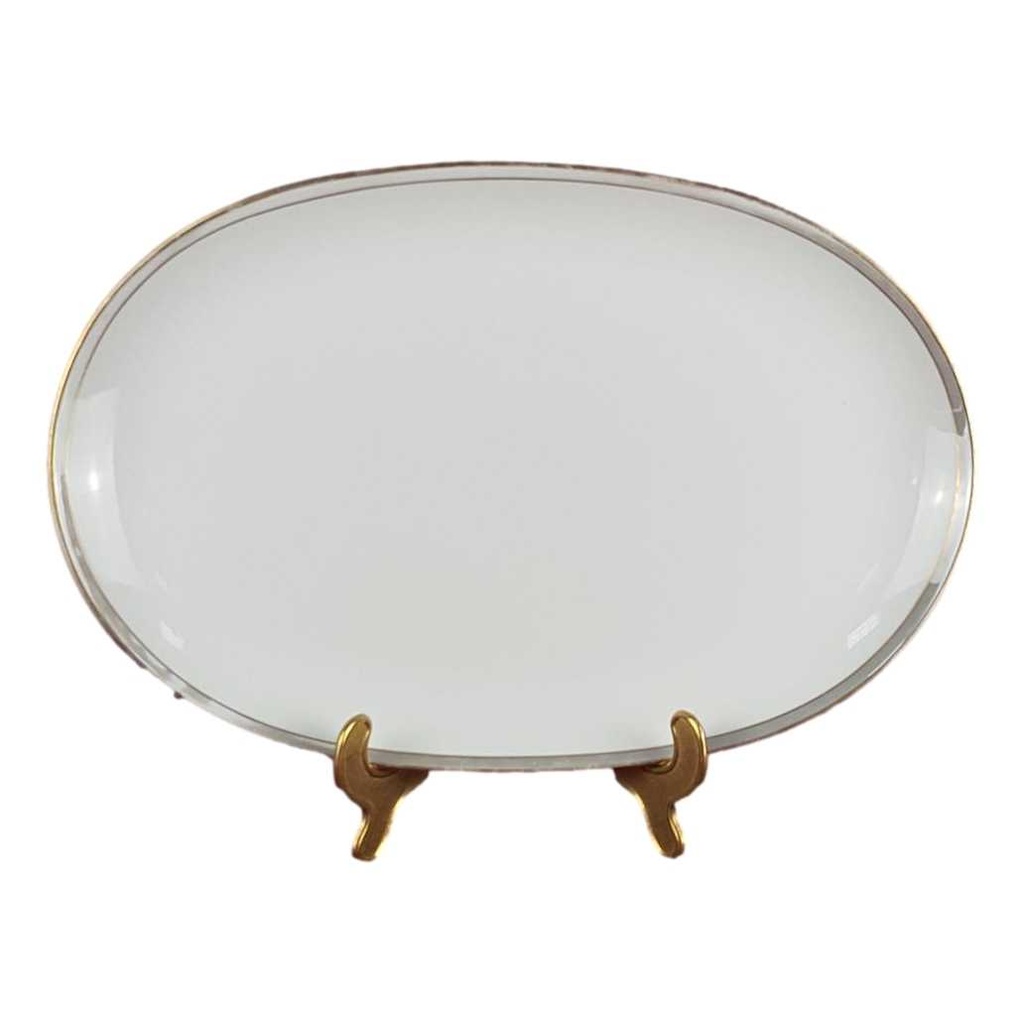 [458138623] Servierplatte Fleischplatte Goldrand 38,3x25,5 cm Edelstein Bavaria Grauband 21499 gebraucht - gut