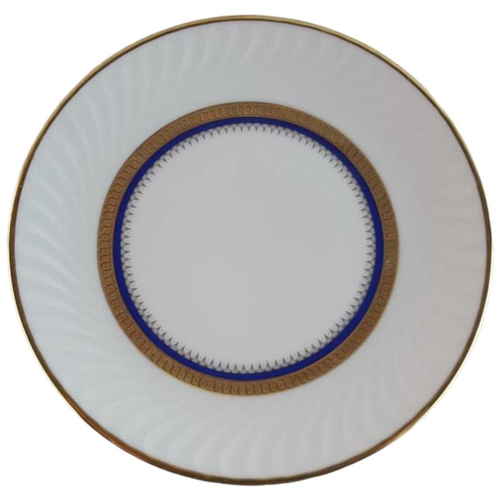 Kuchenteller Dessertteller Frühstücksteller Goldrand 19,2 cm Bareuther Waldsassen Reliefdekor blau gebraucht - gut
