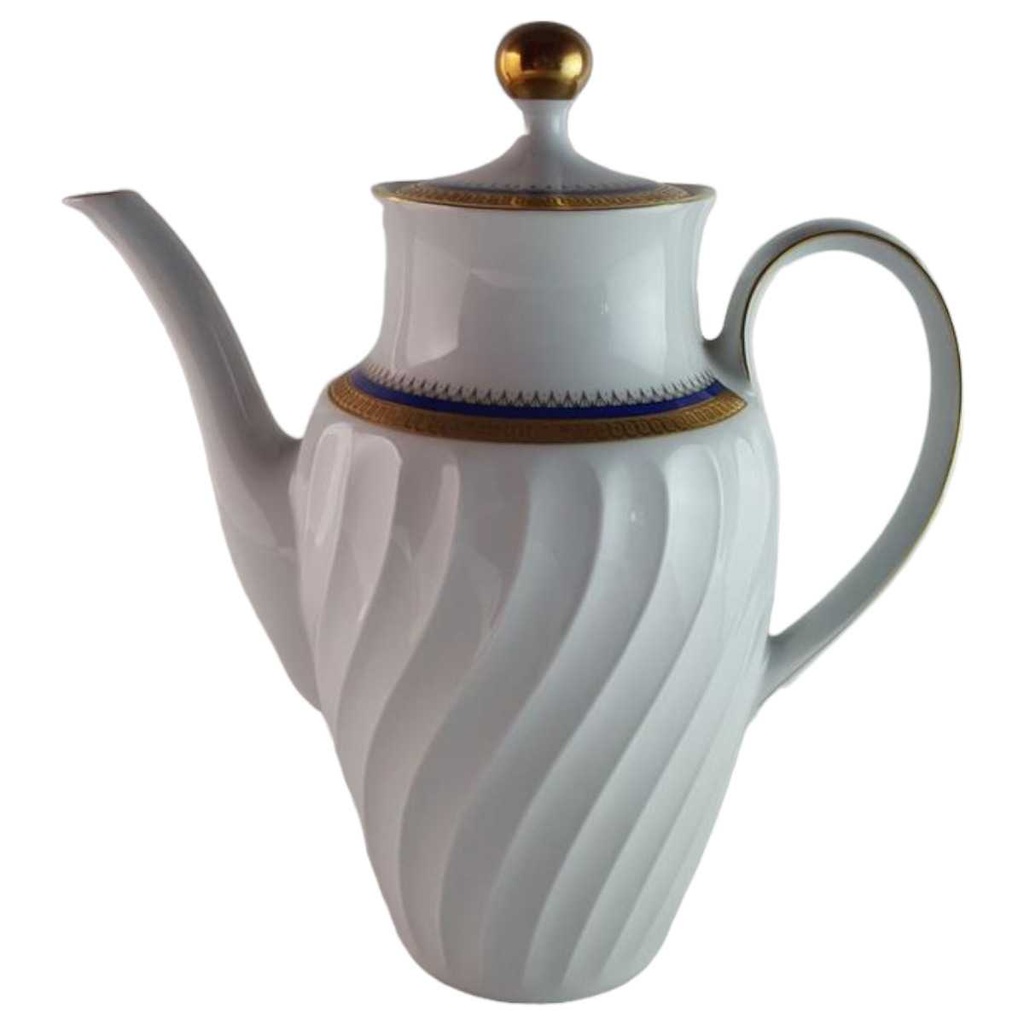 [45813869] Kaffeekanne Kanne Goldrand 1,3 L Bareuther Waldsassen Reliefdekor blau gebraucht - gut