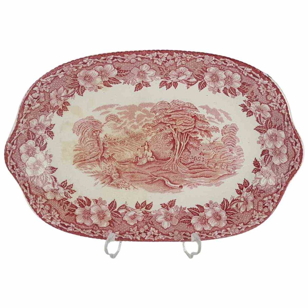 Servierplatte Beilagenplatte 25,7x17,9 cm Enoch Wedgwood Woodland Rot gebraucht - akzeptabel