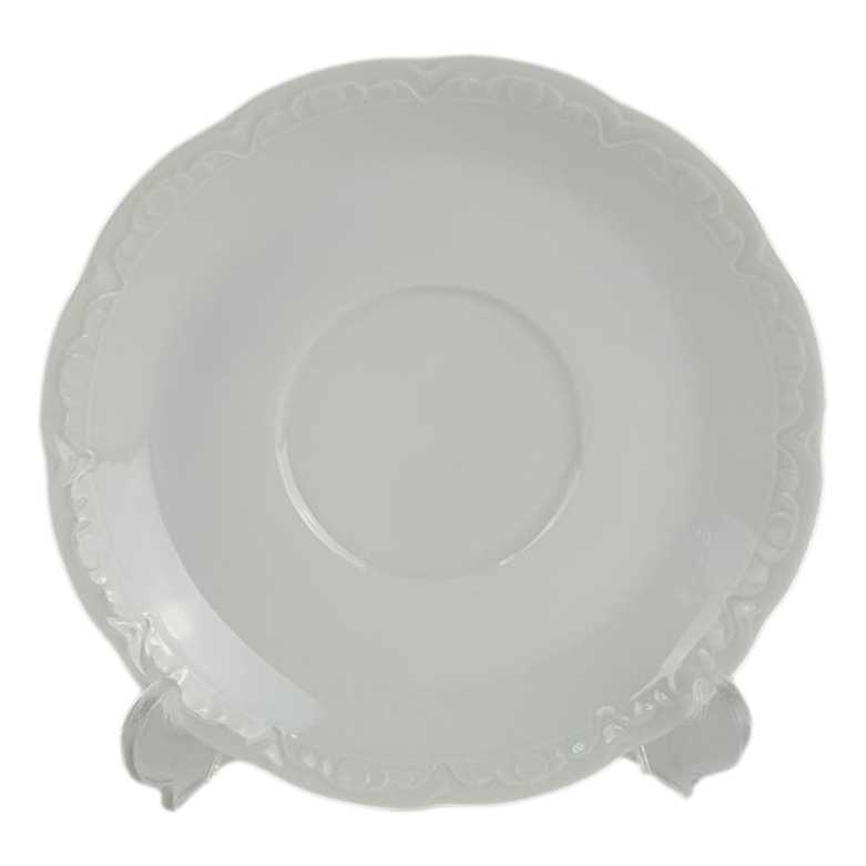Untertasse 14,3 cm Mitterteich Unbekannte Formen Relief weiß Bavaria gebraucht - gut