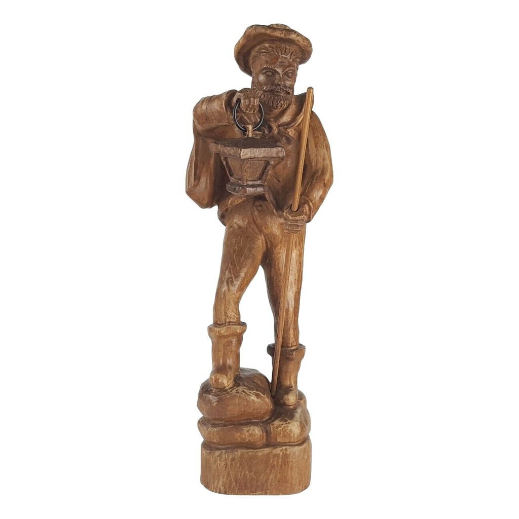 [458138952] Holzfigur Holzskulptur Nachtwächter mit Laterne H 43 cm