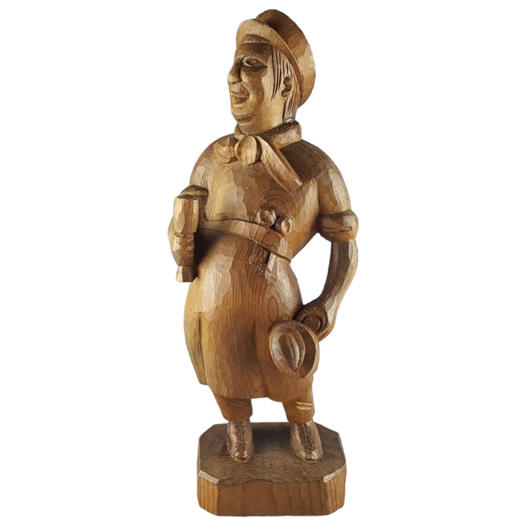 Holzfigur Holzskulptur Mann mit Weinglas Weintrinker H 51 cm