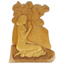 Holz Holzschnitzerei Holzkunst Wandbild aus Mädchen mit Blume H 59,5 cm