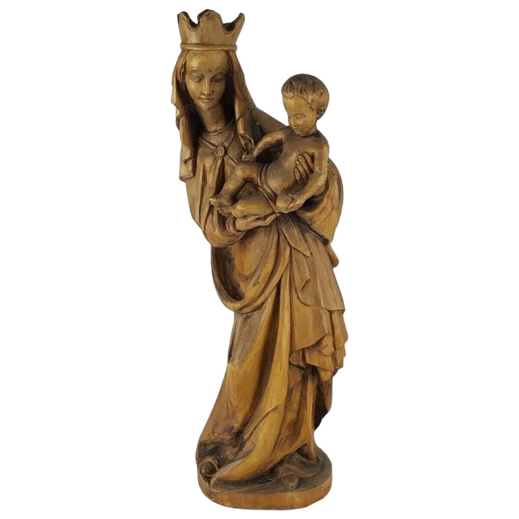 Holzfigur Holzskulptur Heiligenfigur Maria mit dem Kind H 55 cm