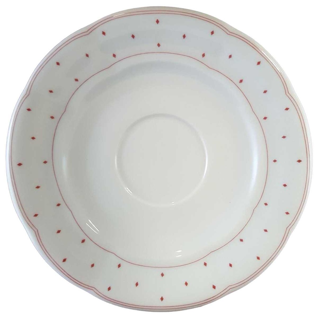 Untertasse für Kaffee 14,7 cm Marienbad Ingres Weiss Rote Rauten