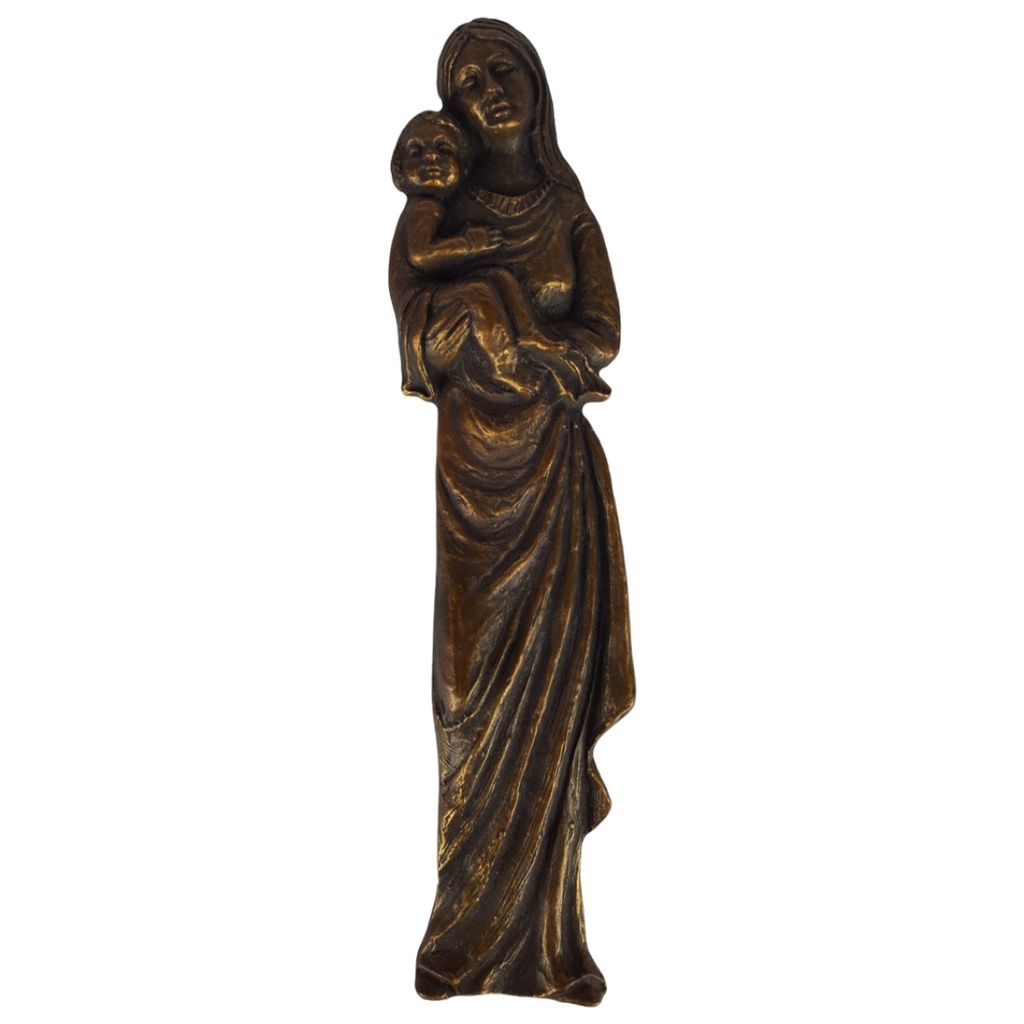 [458139121] Figur Skulptur Messing brüniert Madonna mit Kind H 35,5 cm
