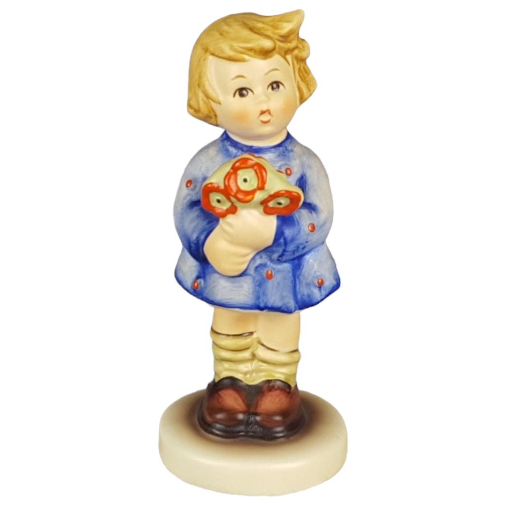 [458139138] Goebel Hummelfigur Porzellan Mädchen mit Blumenstrauss 1967 H 8,8 cm