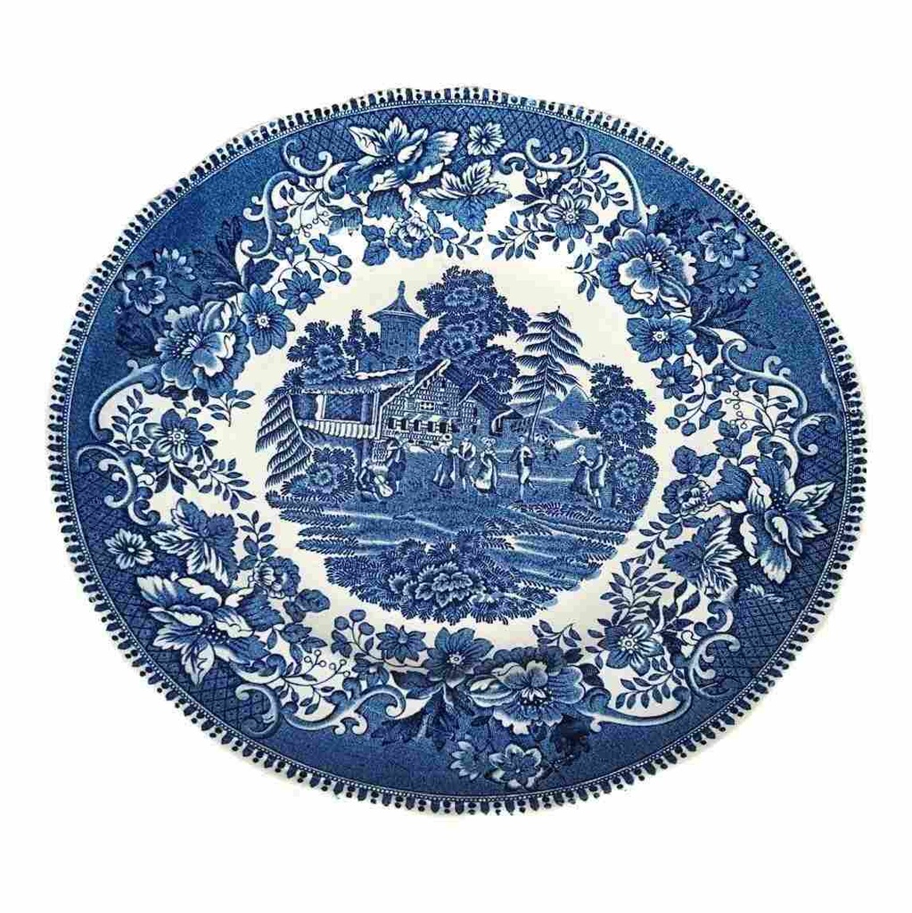 Speiseteller Essteller 24,8 cm Enoch Wedgwood Avon Cottage Blau gebraucht - gut
