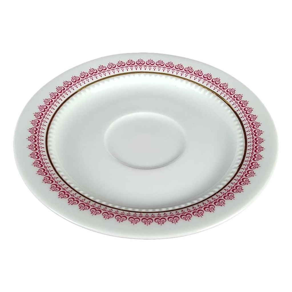 [458139204] Untertasse für Kaffee Goldrand 14,7 cm Eschenbach Venedig Perlrand Rot gebraucht - sehr gut