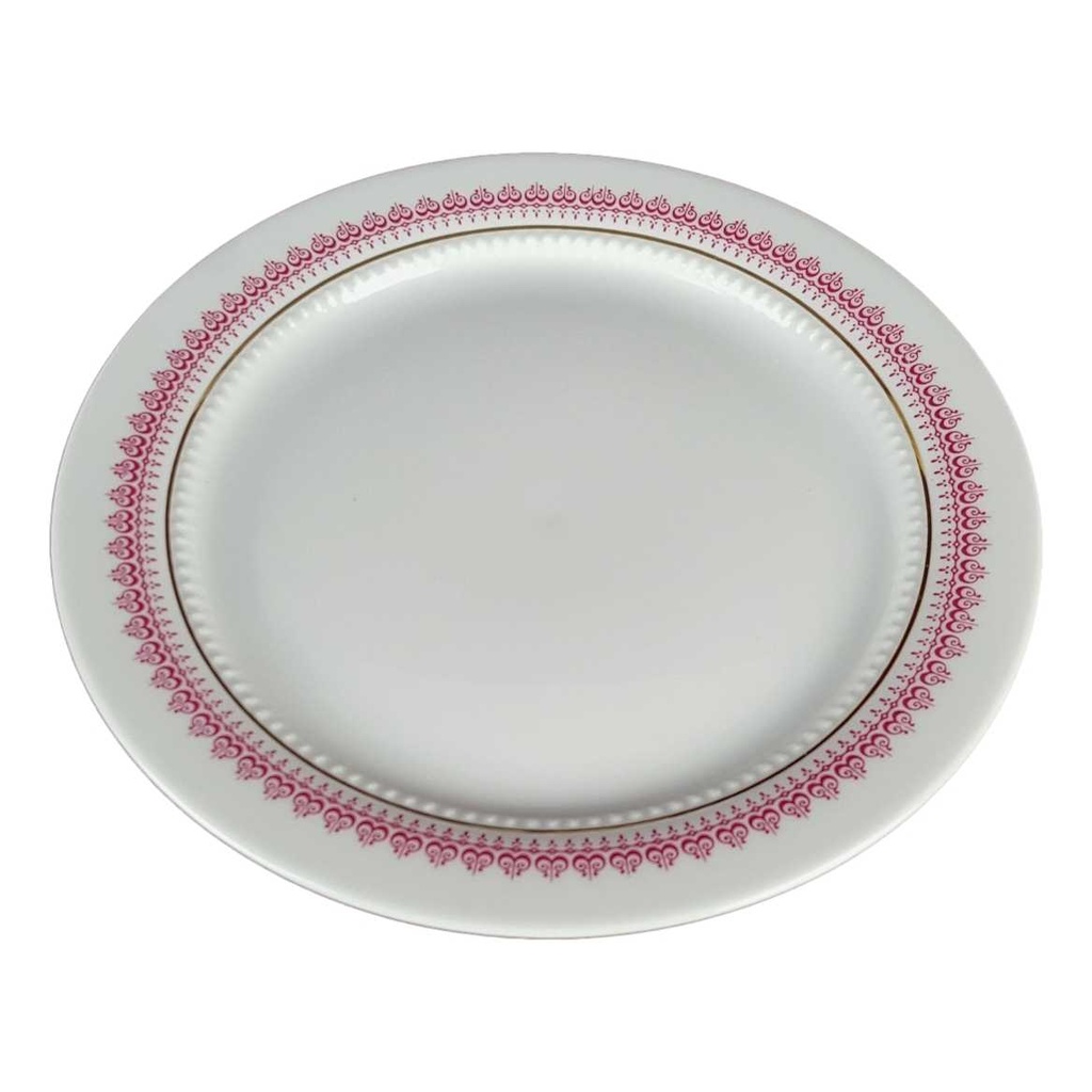 [458139205] Kuchenteller Dessertteller Goldrand 19,2 cm Eschenbach Venedig Perlrand Rot gebraucht - gut