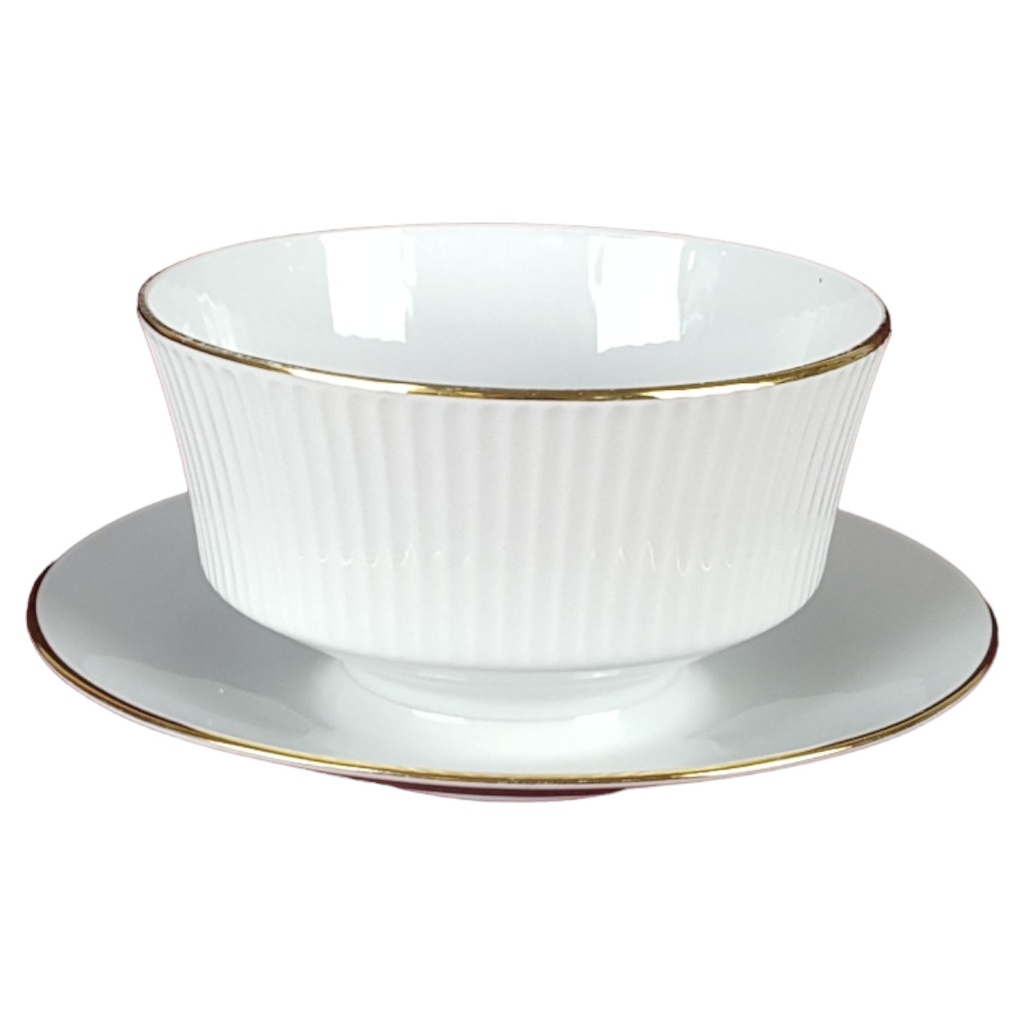 Eschenbach Porzellan Goldrand Sauciere einteilig H 7,6 cm