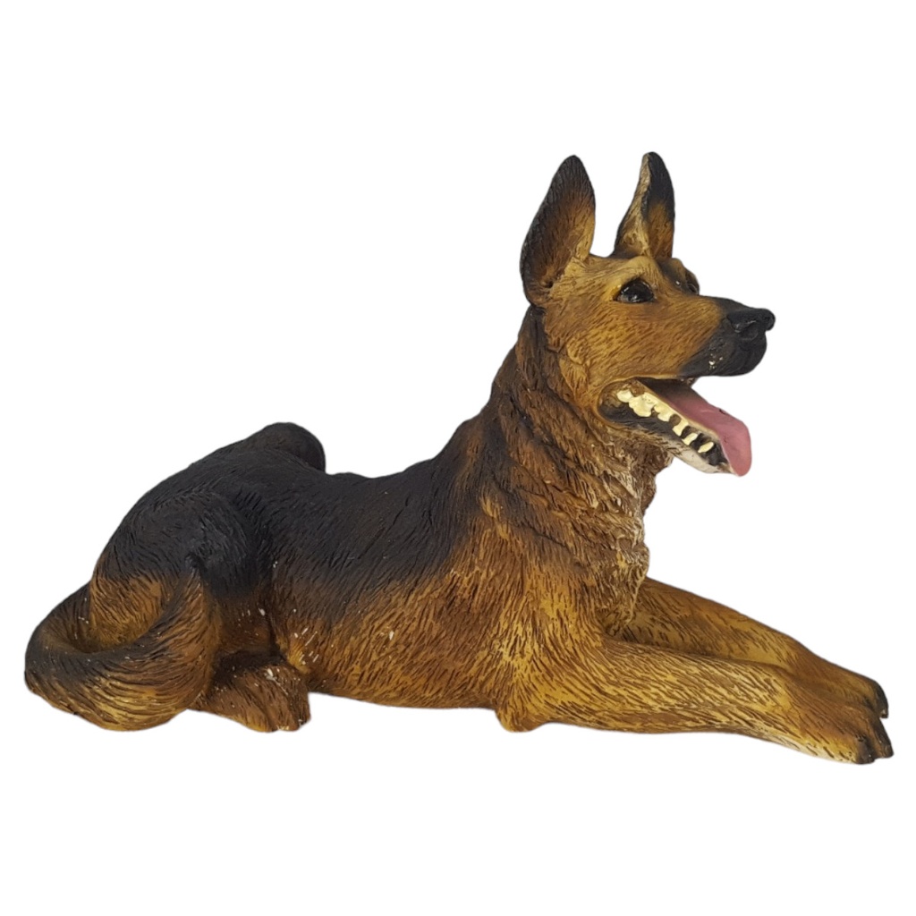 Dipinto a Mano Schäferhund Hund Hundefigur Steinfigur Italy H 10,9 cm