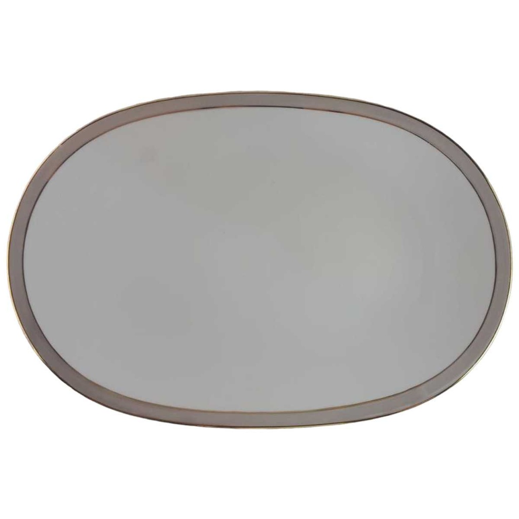 Servierplatte Speiseplatte Fleischplatte Steakplatte Goldrand 33,7x22,9 cm Tirschenreuth Grauband gebraucht - gut