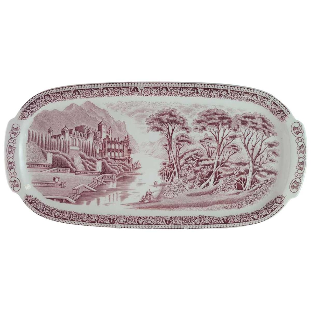 Servierplatte Speiseplatte Fleischplatte Königskuchenplatte Tortenplatte Kuchenplatte 33x16,5 cm Royal Sphinx Maastricht Old England Rot gebraucht - akzeptabel