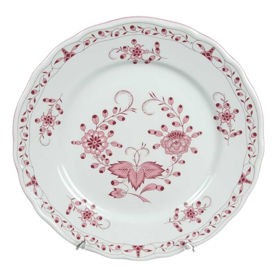 Speiseteller Essteller 24 cm Tirschenreuth Unbekannte Formen Blumenmuster mit rosa Rand gebraucht - gut