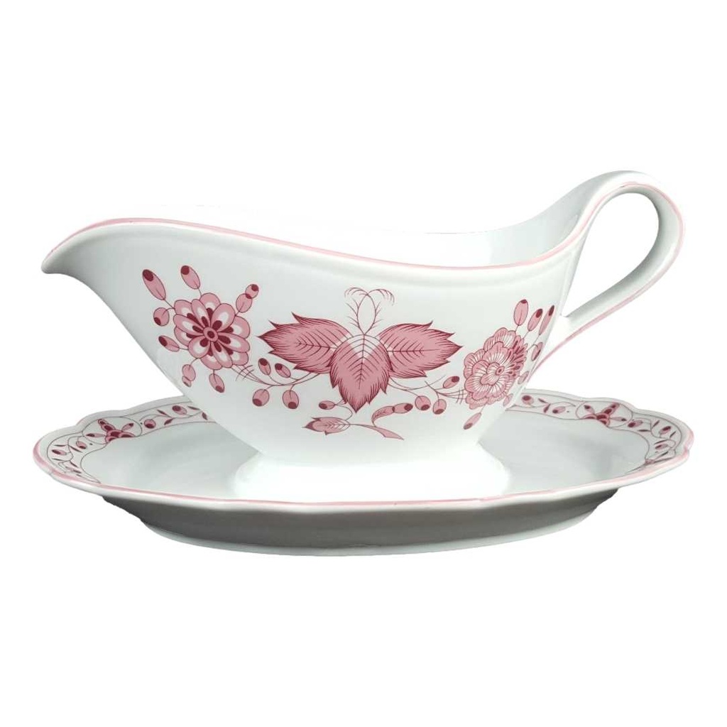 Sauciere Tirschenreuth Unbekannte Formen Blumenmuster mit rosa Rand gebraucht - sehr gut