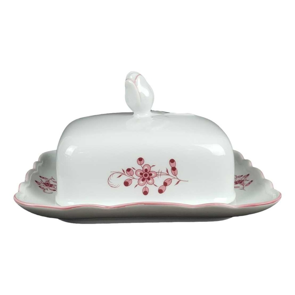 [458139626] Butterdose Tirschenreuth Unbekannte Formen Blumenmuster mit rosa Rand gebraucht - gut