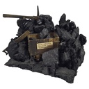 Kohleskulptur Kohlefigur Kohlewagen Messing Bergbau 24x17x15 cm