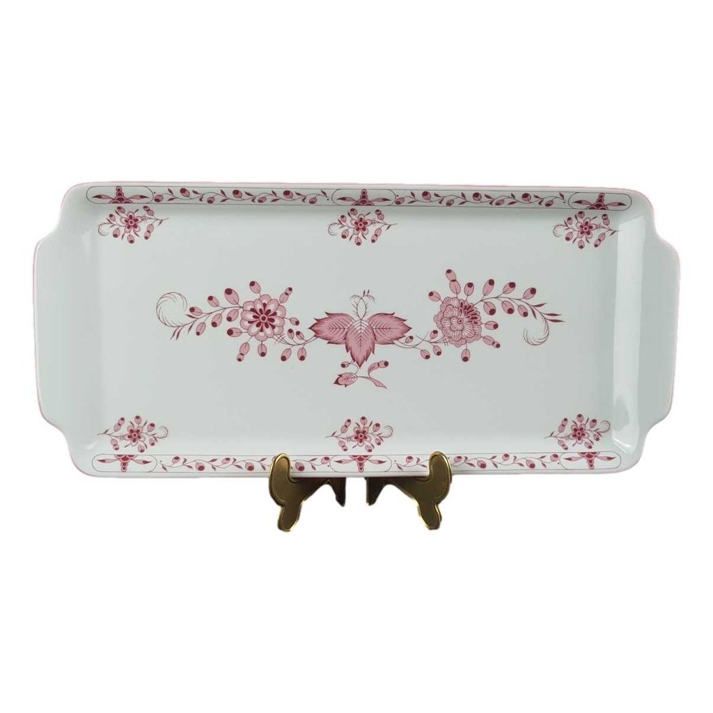 [458139631] Königskuchenplatte Tirschenreuth Unbekannte Formen Blumenmuster mit rosa Rand gebraucht - gut