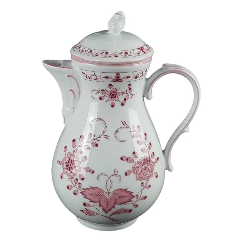 [458139633] Kaffeekanne 1,25 L Tirschenreuth Unbekannte Formen Blumenmuster mit rosa Rand gebraucht - gut