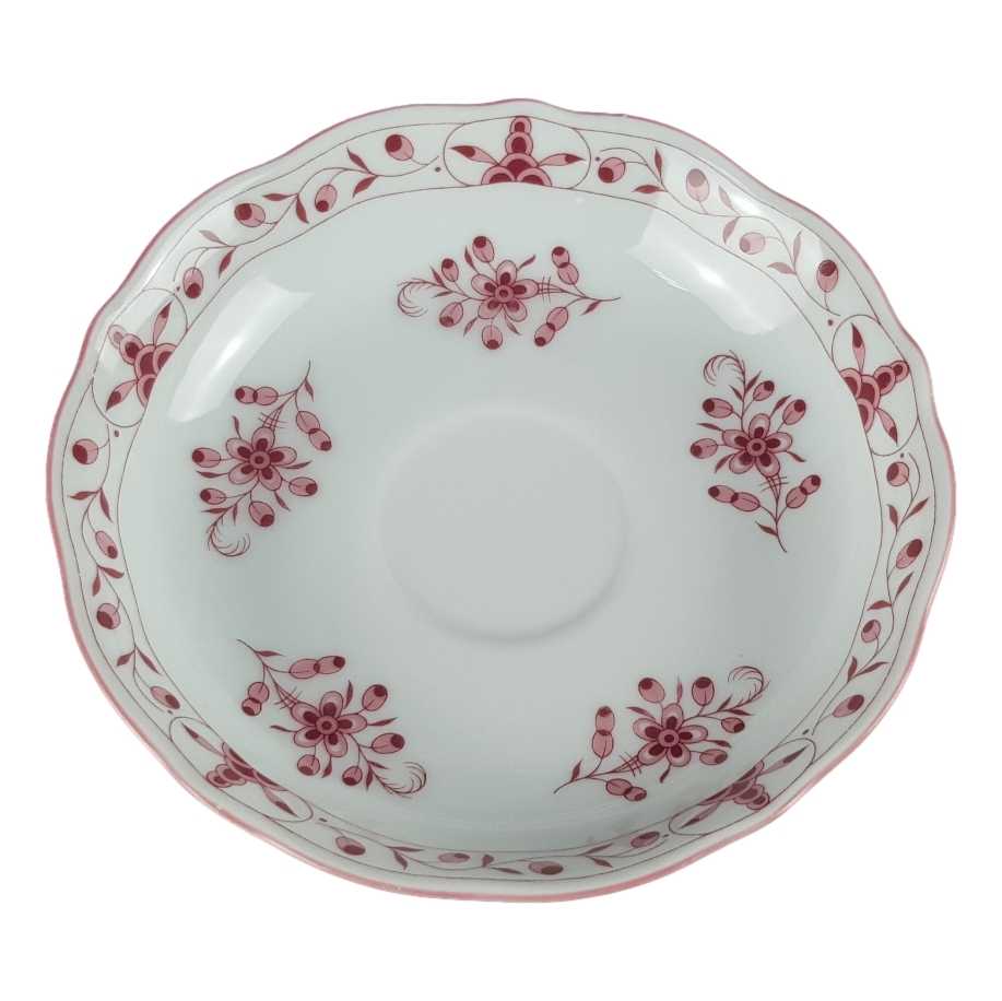 Untertasse für Kaffee 14,1 cm Tirschenreuth Unbekannte Formen Blumenmuster mit rosa Rand gebraucht - gut