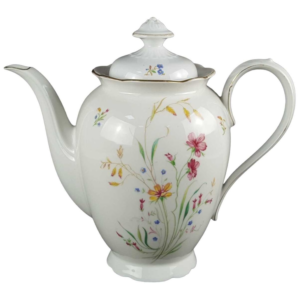 Teekanne Goldrand 1,4 L Schirnding Bavaria Blumendekor Blumen gebraucht - gut