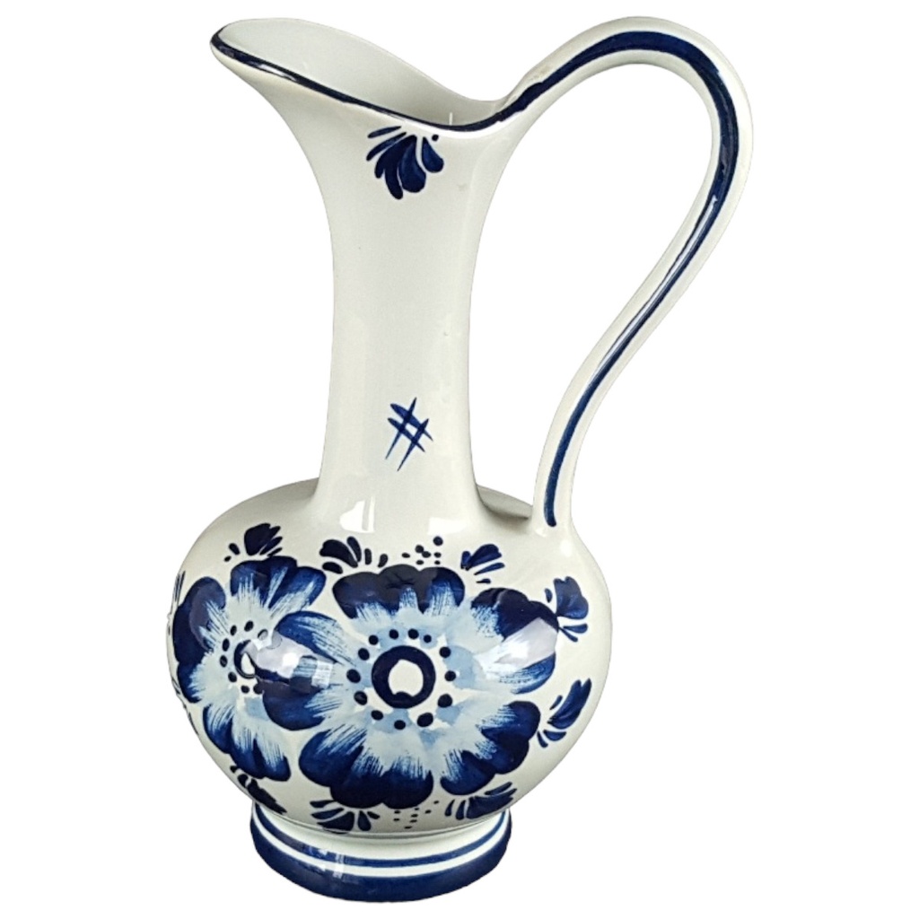 [458139697] König Delfter Blau Keramik Vase mit Henkel Krug H 17 cm