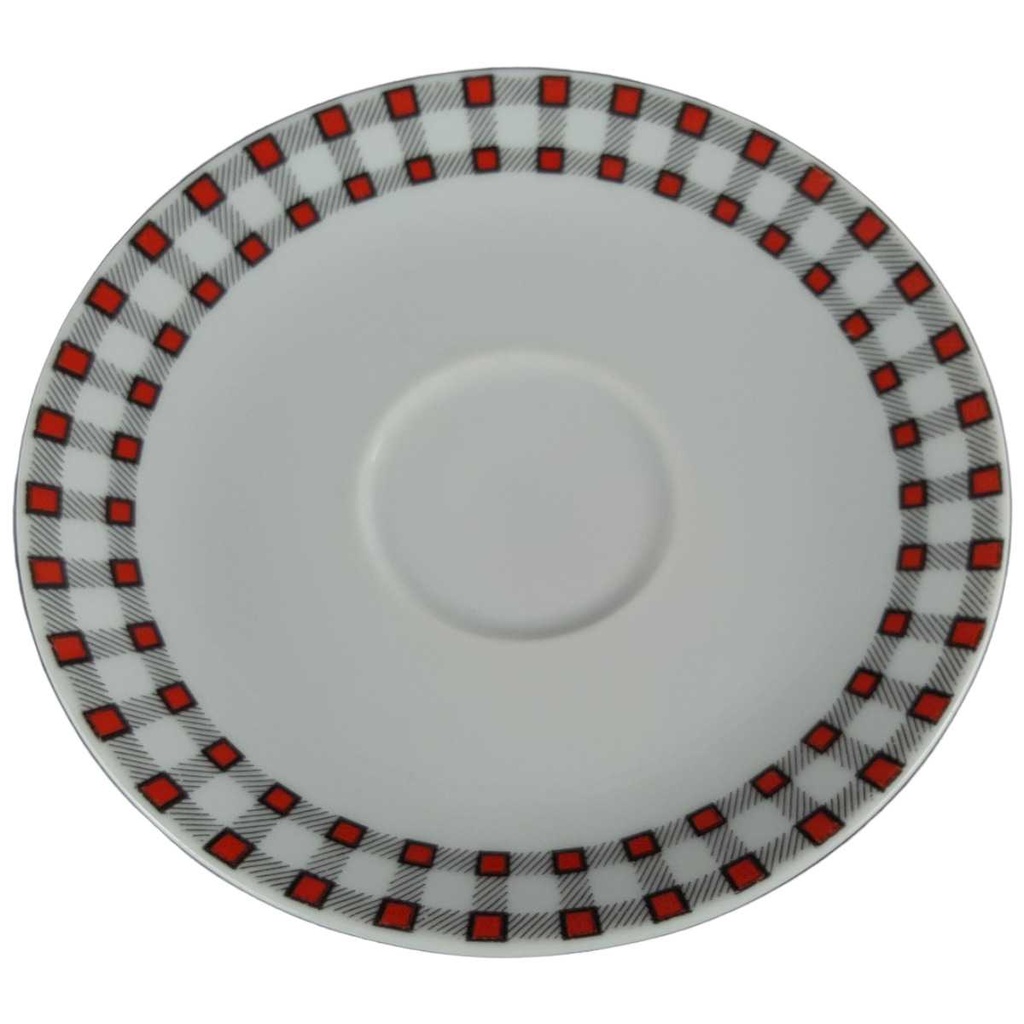 Untertasse für Kaffee 14,3 cm Winterling Kirchenlamitz Karo rot schwarz gebraucht - gut