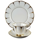 Sammeltasse Sammelgedeck Golddekor 3tlg Royal Vale Weiß mit Goldrand Bone China gebraucht - gut