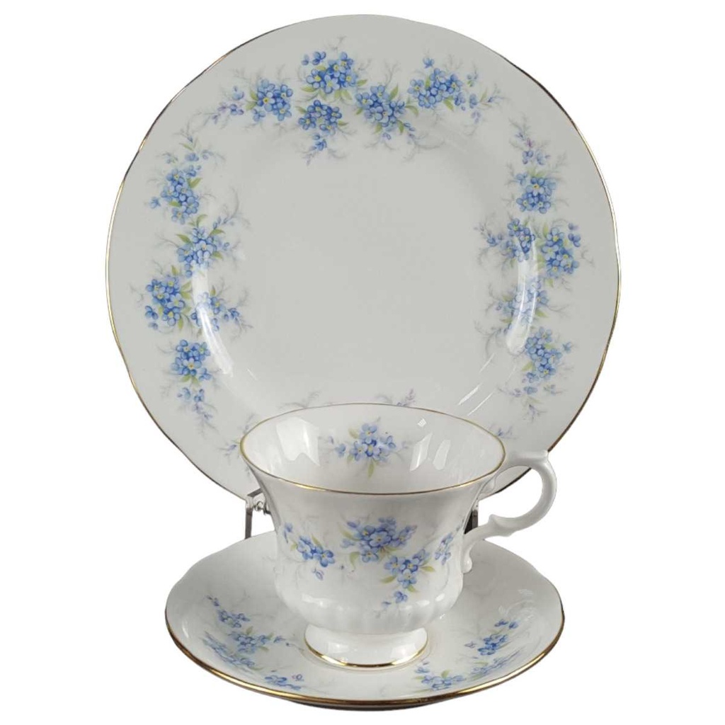 Sammeltasse Sammelgedeck 3tlg Royal Standard Blaue Blumenranke Bone China gebraucht - gut