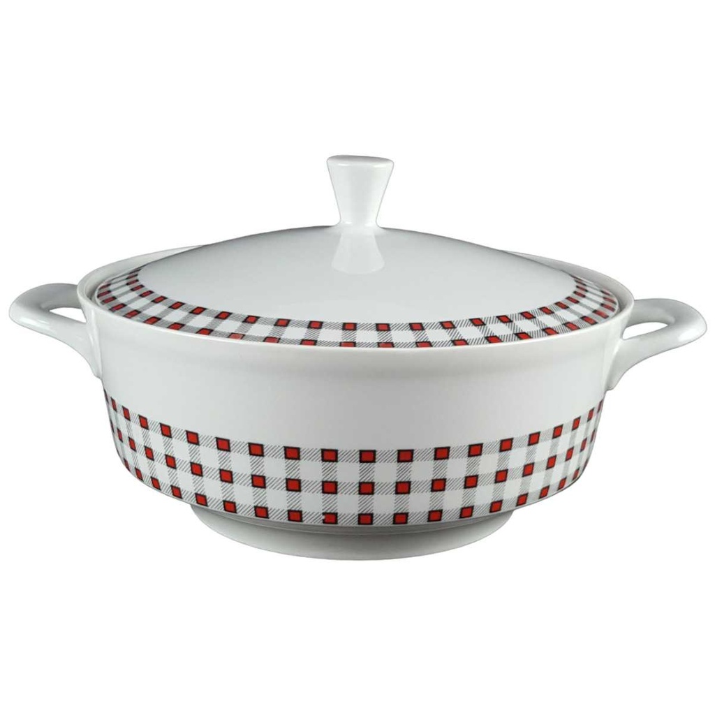 [458139750] Ragoutterrine Terrine Winterling Kirchenlamitz Karo rot schwarz gebraucht - gut