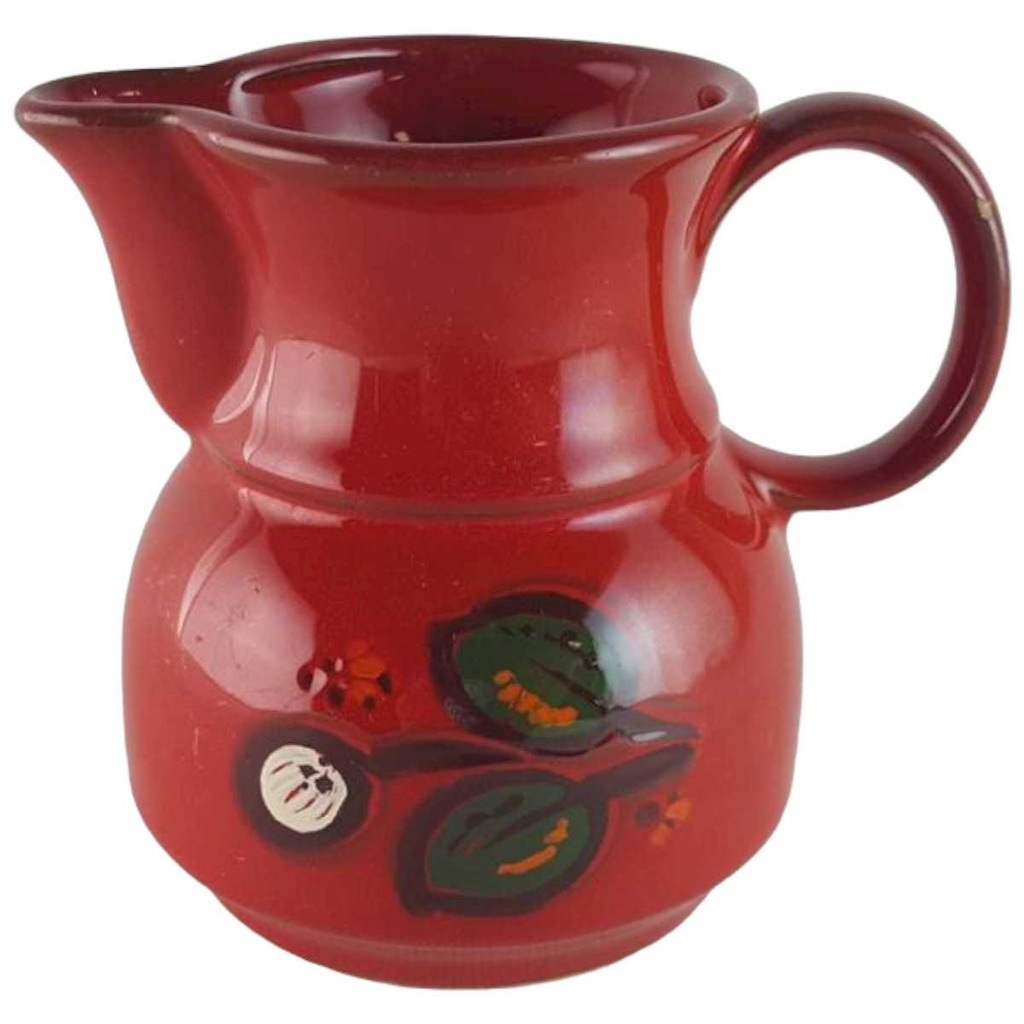 [45813976] Milchkännchen Winterling bordo rot weiße Blumen Feinkeramik gebraucht - akzeptabel