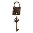 Dekoratives Eisen Schloss mit Schlüssel Figur Skulptur Bronze-Look H 31 B 8,2 cm