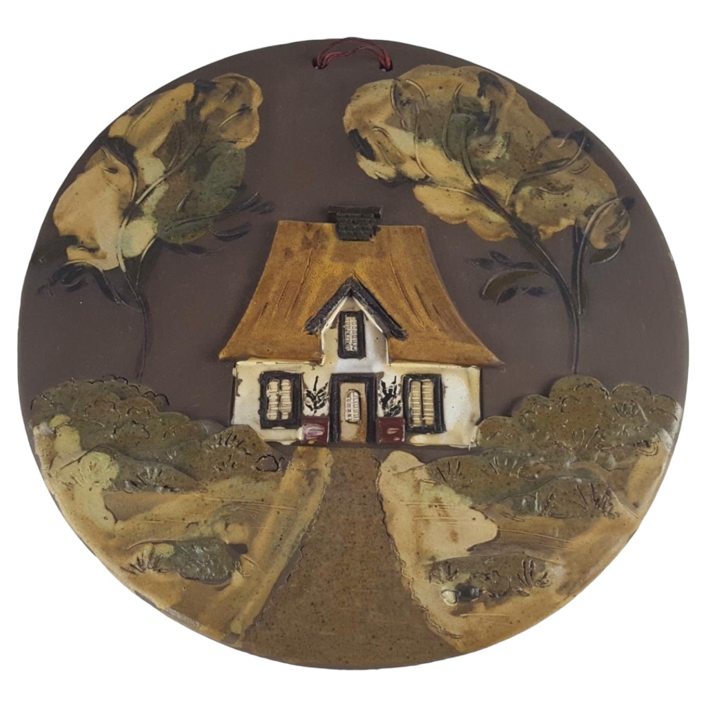 [458139838] Korber Kunsthandwerk Keramik Bild Wandbild Wanddeko D 37,3 cm