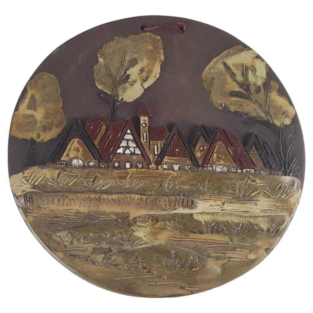 Korber Kunsthandwerk Keramik Bild Wandbild Wanddeko D 37,5 cm