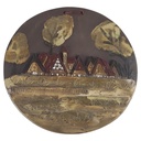 Korber Kunsthandwerk Keramik Bild Wandbild Wanddeko D 37,5 cm
