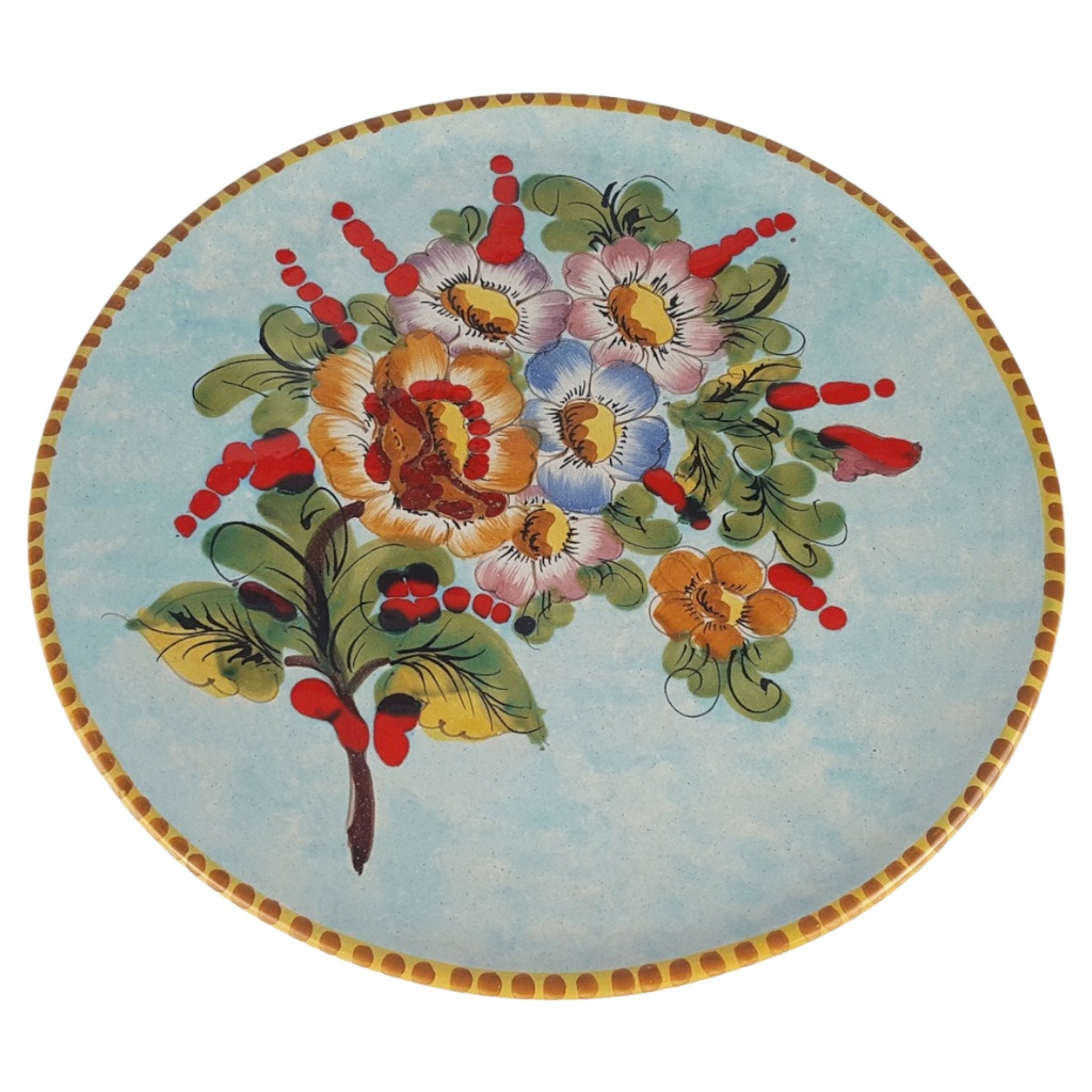 [458139850] Vietri Keramik Platte Wandteller Sammelteller Blumenmotiv D 31,6 cm
