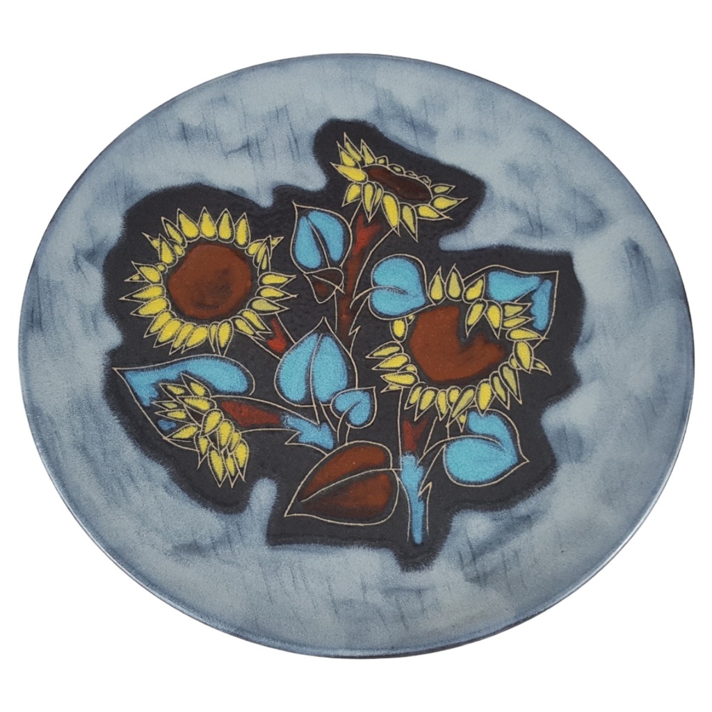 Ruscha Keramik Wandteller Platte 717/3 Sonnenblumen D 37 cm