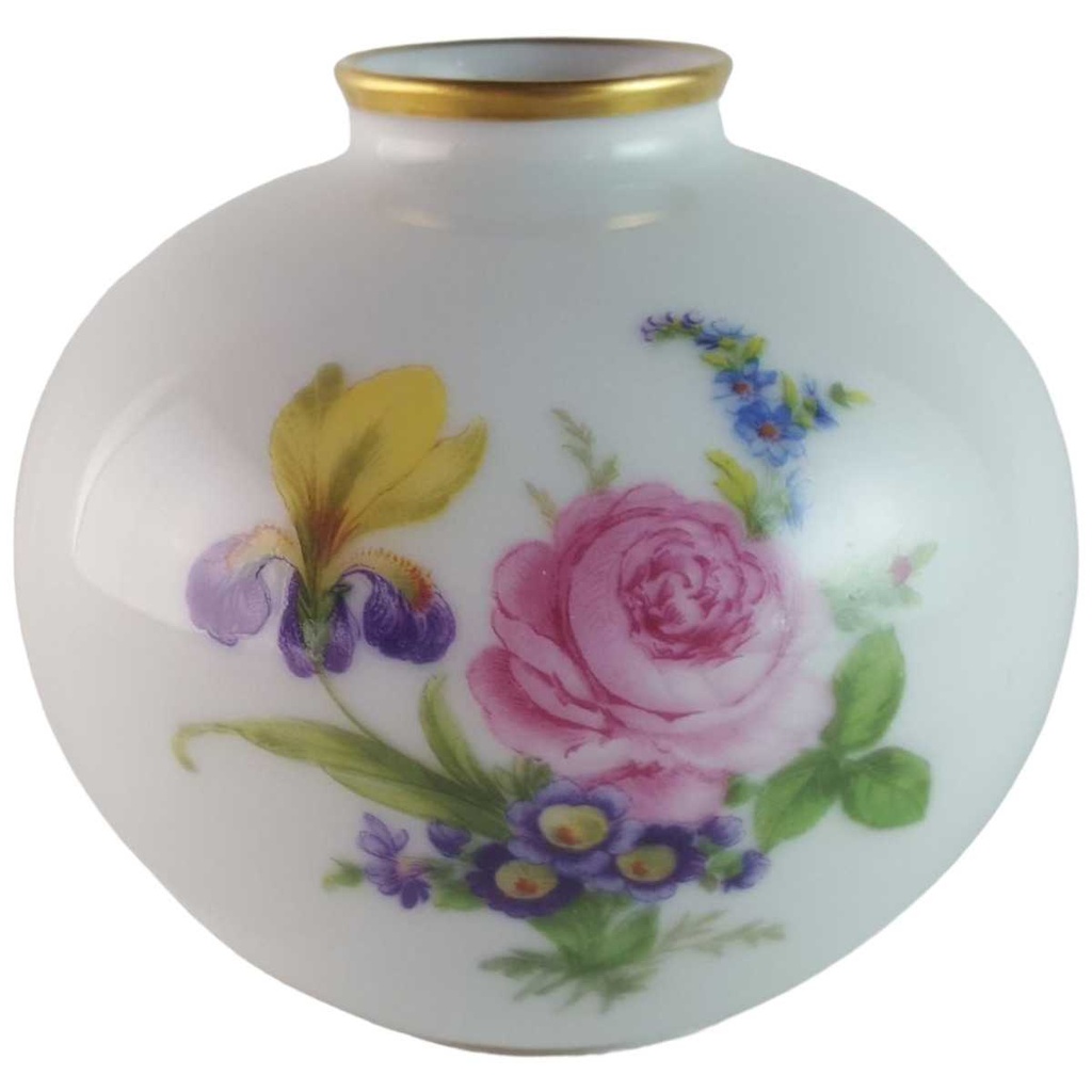 Vase 8,2 cm Lindner Porzellan Senator bunte Blumen gebraucht - sehr gut