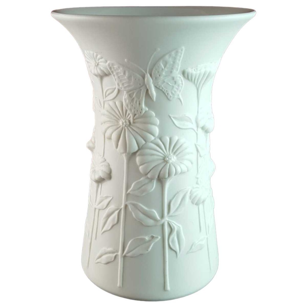 Vase mit Signatur 16,9 cm AK Kaiser Porzellan Weiß M.Frey gebraucht - gut